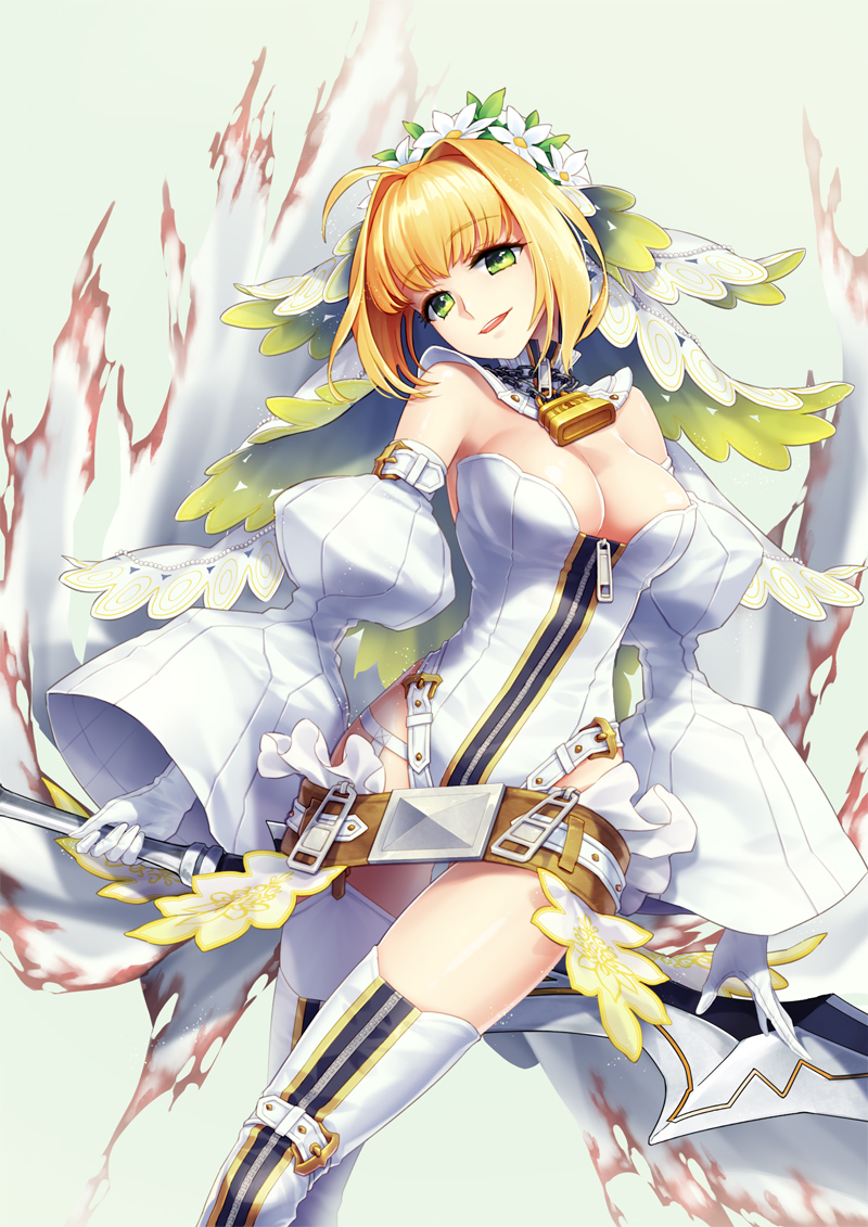 二次元 美少女 fate系列 花嫁 saber 动漫 p站 插画 唯美