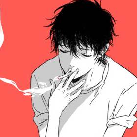 动漫男头 基头 红色背景 抽烟的男孩子-堆糖,美