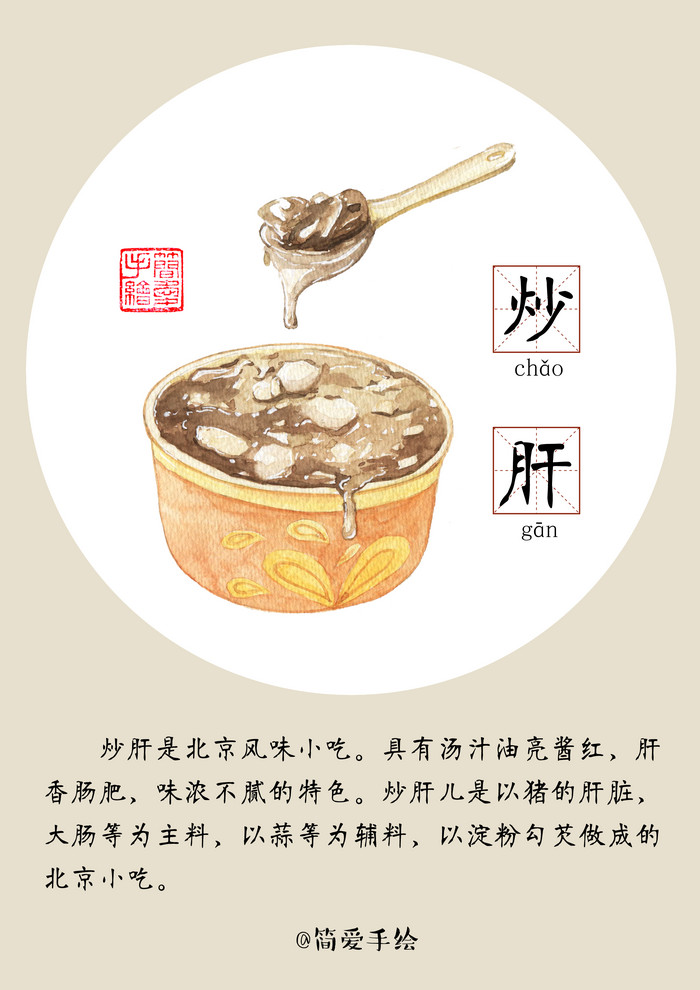 老北京儿时的味道——京美食小吃系列 手绘水彩 美食艺术 食物 插图