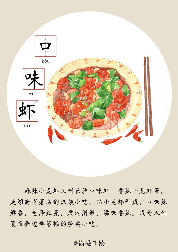 寻找长沙的味道——湖南长沙美食小吃系列 地方特色 手绘水彩 美食