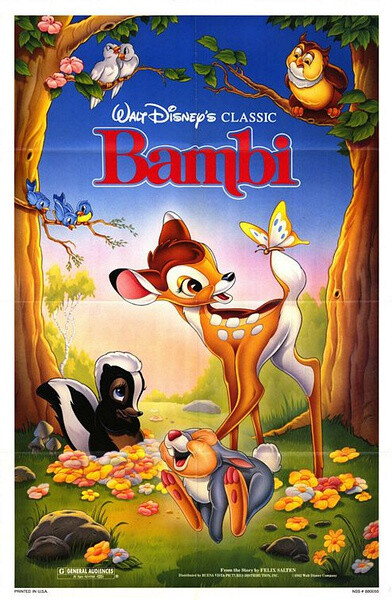 小鹿斑比 bambi》1942年8月13日,迪士尼第5部经典动画,长篇剧情动画片