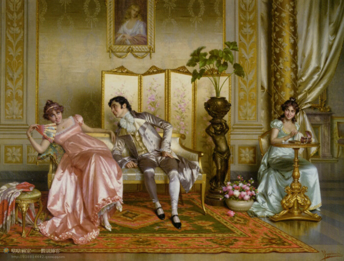 意大利画家维托里奥的古典宫廷人物作品