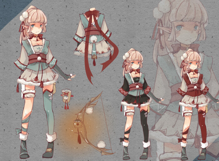 oomushroom 的插画 pixiv p站 二次元服装教程 动漫服装 女游戏人设