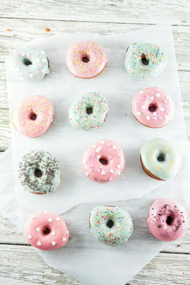马卡龙色系甜甜圈,少女心萌翻donuts
