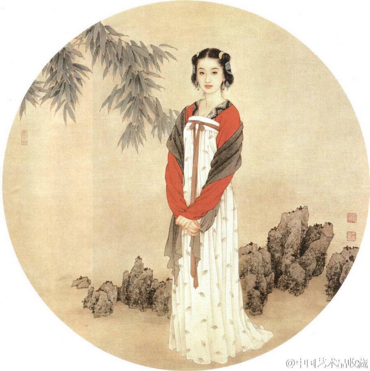 王美芳 《仕女图》 】画坛伉俪赵国经,王美芳,是一对擅长工笔人物画的