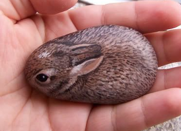石头画兔子