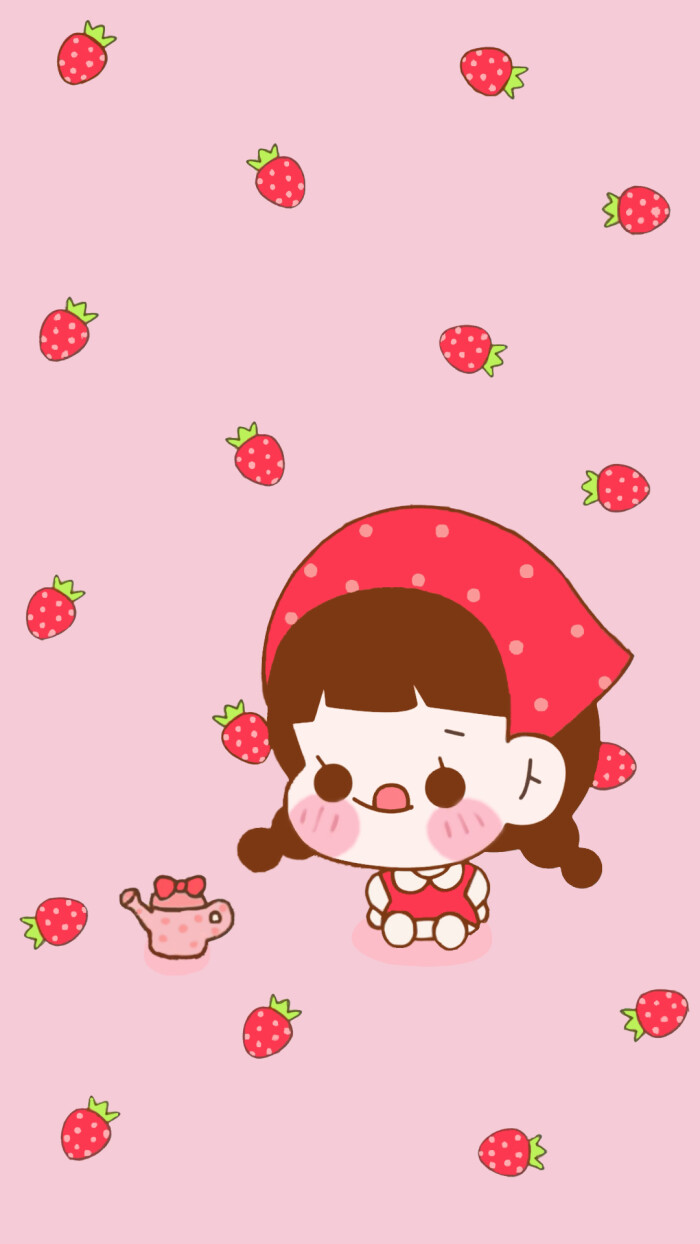 自制可爱女孩 草莓 粉色 波点 ip壁纸 简约 可爱 by:muapink