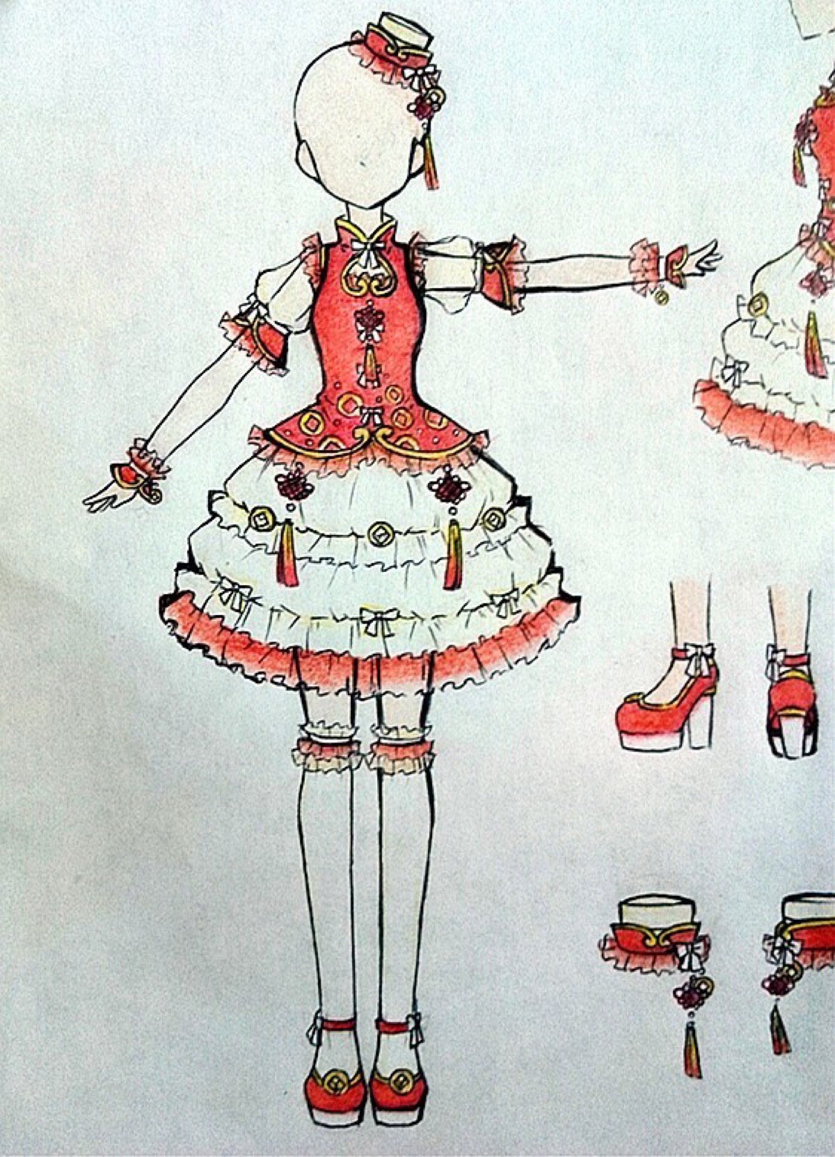 s君/君酱手绘/彩铅马克笔绘画/萌萌哒美美哒/服装设计