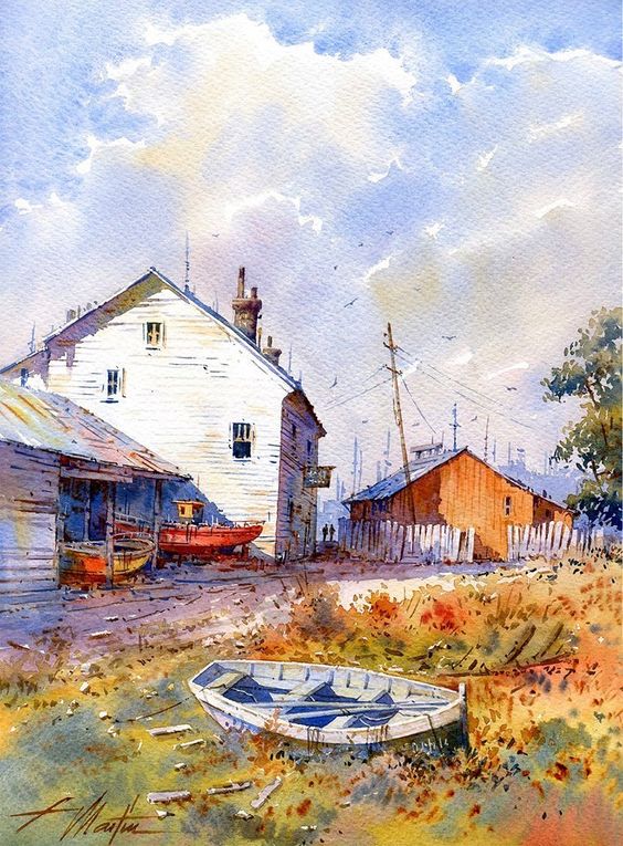 美丽的色彩,巧妙的光影,定格的风景 ~ 西班牙水彩画家faustion martin