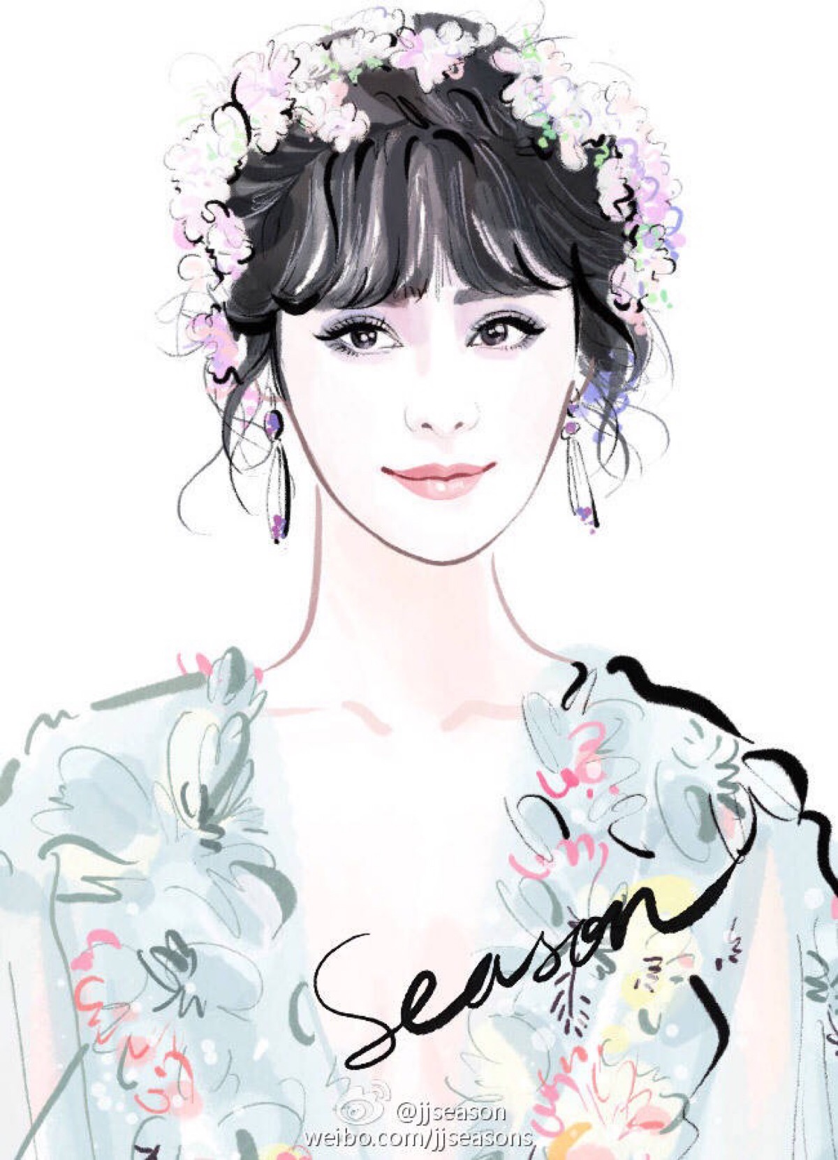 范冰冰 身穿marchesa2015春季成衣系列花朵礼服,佩戴萧邦珠宝