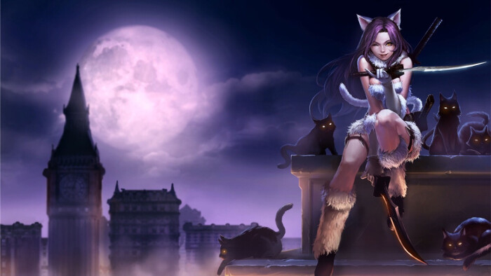 wallpaper英雄联盟lol壁纸锁屏背景暗夜猫女卡特琳娜