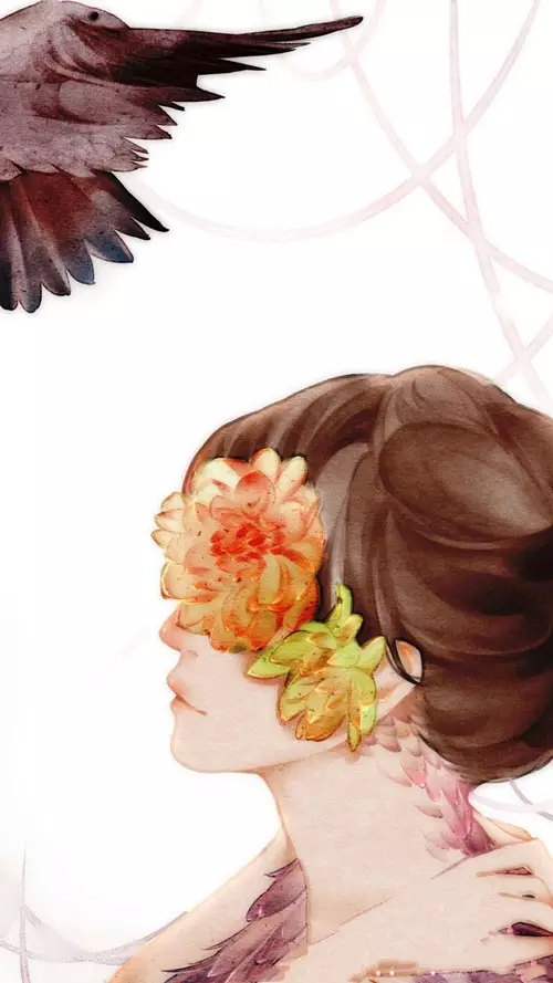手绘水彩 古风简笔手绘 插画 彩铅 唯美 轻