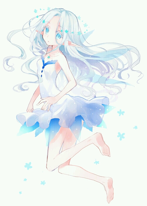 蓝色#少女#梦幻#酷#淡#清纯#精灵#长发#萌#微笑#女孩#女#精致#可爱