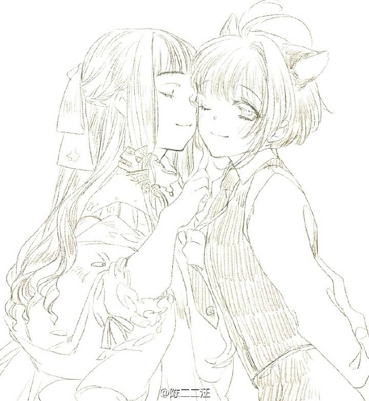 魔卡少女樱 知樱 线稿 微博@陈二二汪【侵删致歉】