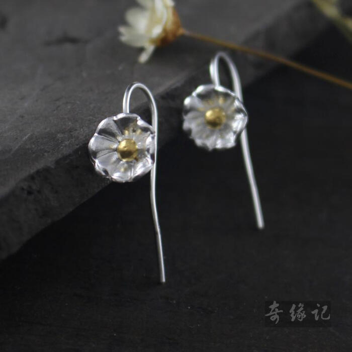 韩国时尚饰品925纯银花瓣耳坠女 文艺气质耳钉