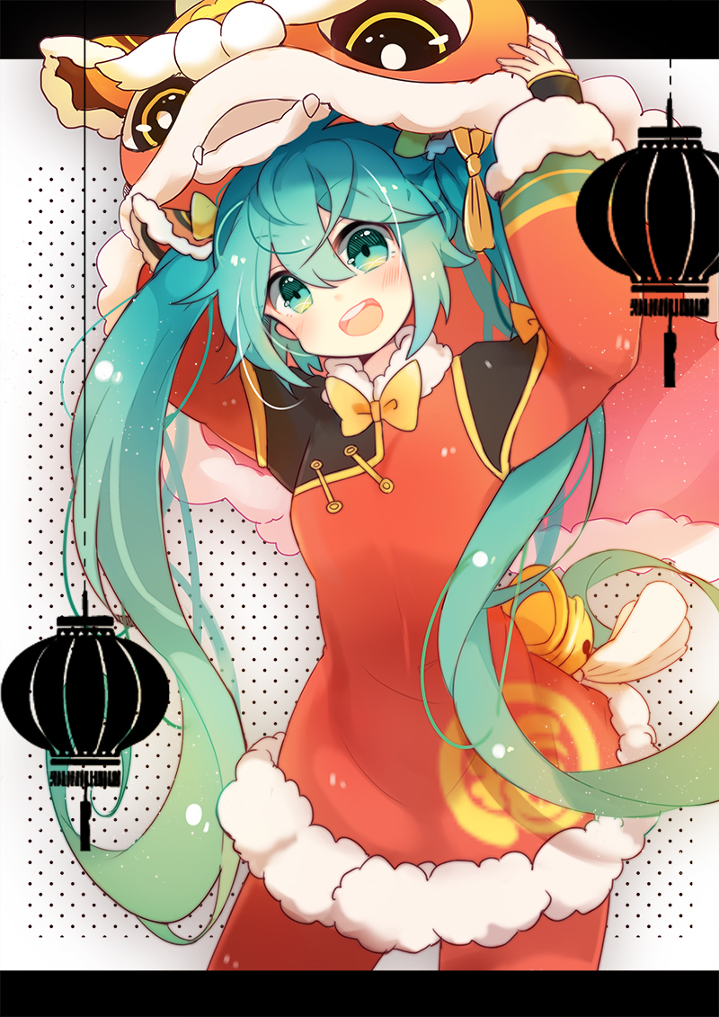 miku,舞狮miku,狮子舞miku,v家,vocaloid,中国风,p站,少女,动漫,插画