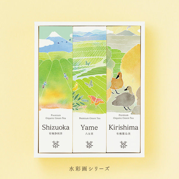 日本的茶叶品牌 saudade 采用了水彩画作为外包装,canaria inc.