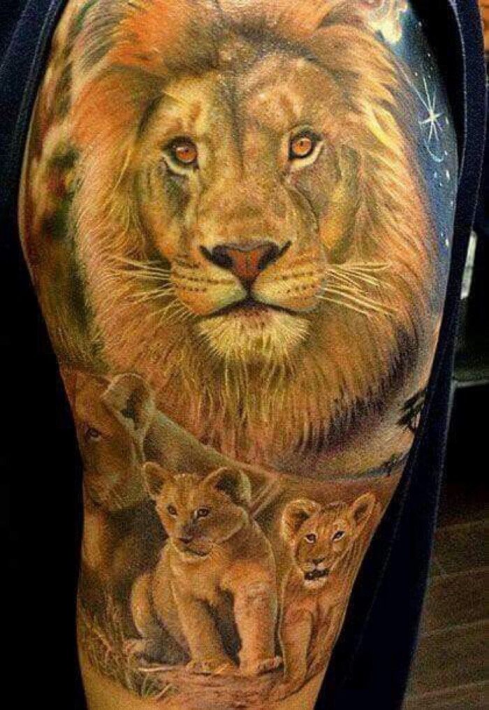 狮子纹身 狮子头纹身 狮子彩色纹身 彩色纹身 武汉纹身 湖北纹身 纹