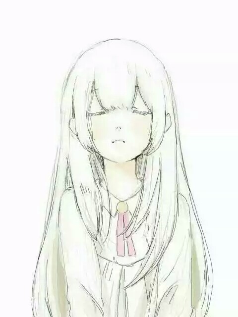 简笔画,清纯少女,小清新,手机壁纸,黑白
