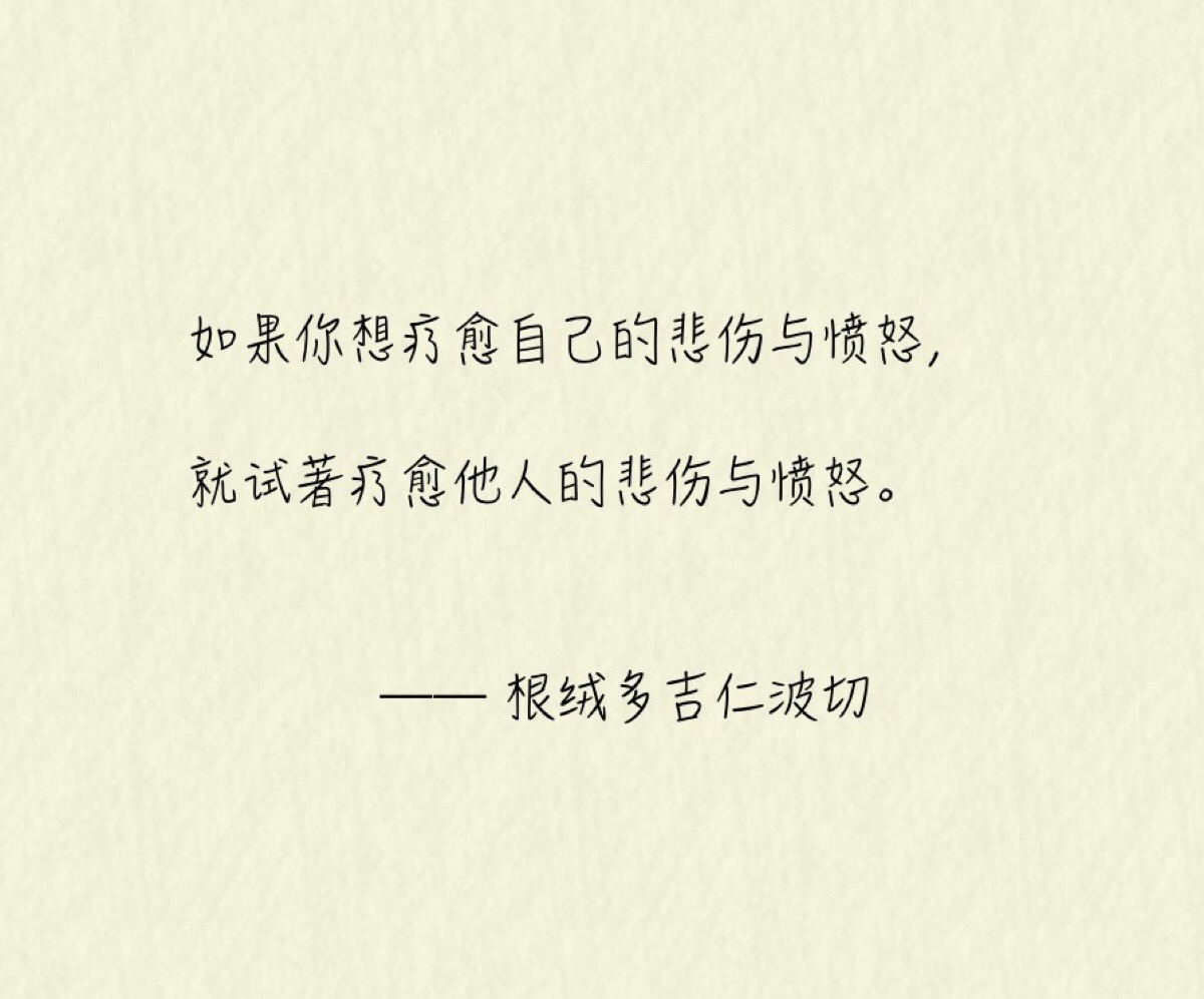 如果你想疗愈自己的悲伤与愤怒,就试著疗愈他人的悲伤与愤怒.