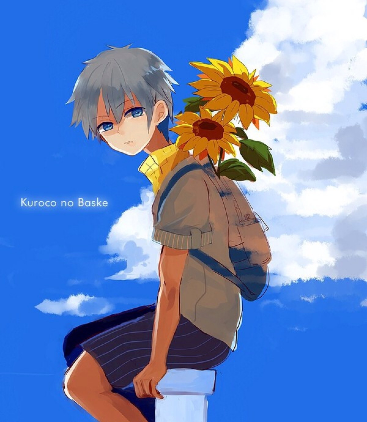 少年与向日葵与空