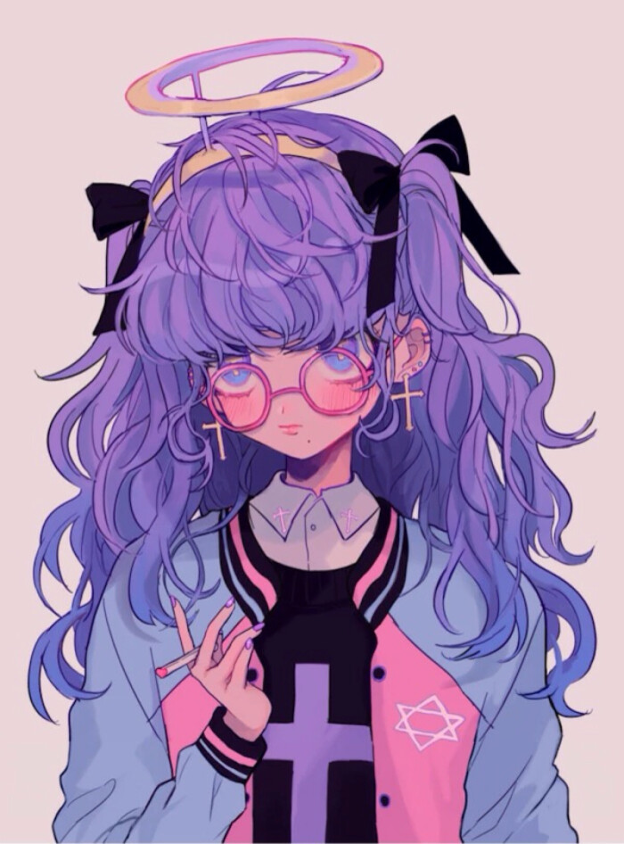 二次元动漫卡通萌物平铺少女闺蜜萌宠