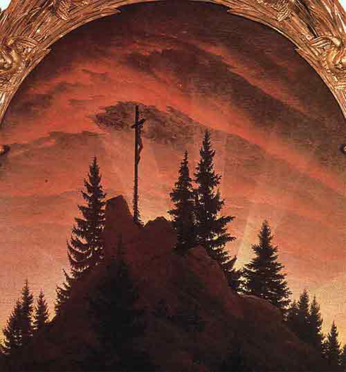 十九世纪德国浪漫主义美术 弗里德里希 《山中十字架》,或者是《山上