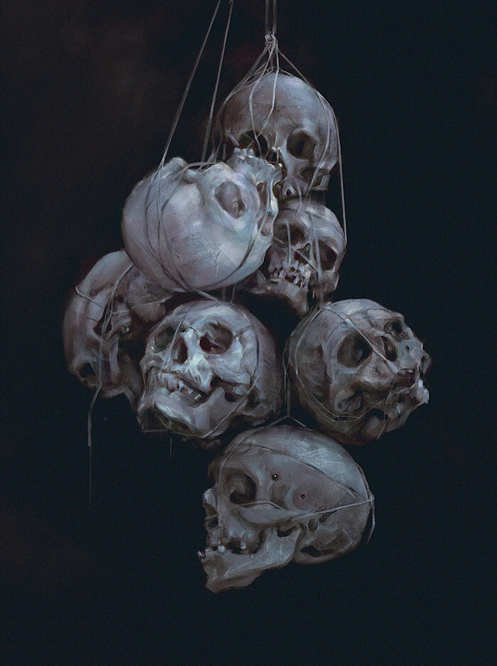 skulls 骷髅头 油画 插画 ps 绘画 色彩 撞色 壁纸 欧美 头像 色彩