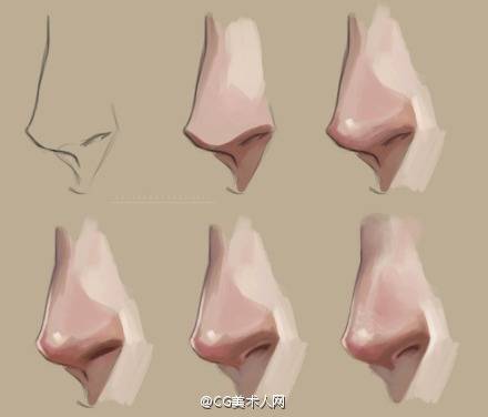 侧面鼻子的板绘教程——来自微博@cg美术人网