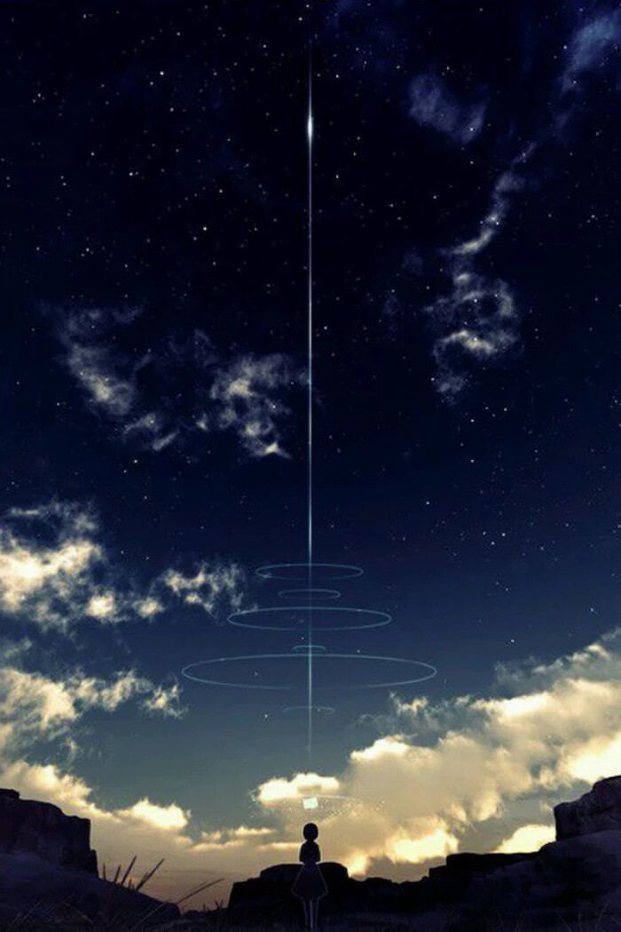 图片 二次元 风景 天空 星星 壁纸 锁屏 唯美 梦幻 插画 手绘 动漫 小