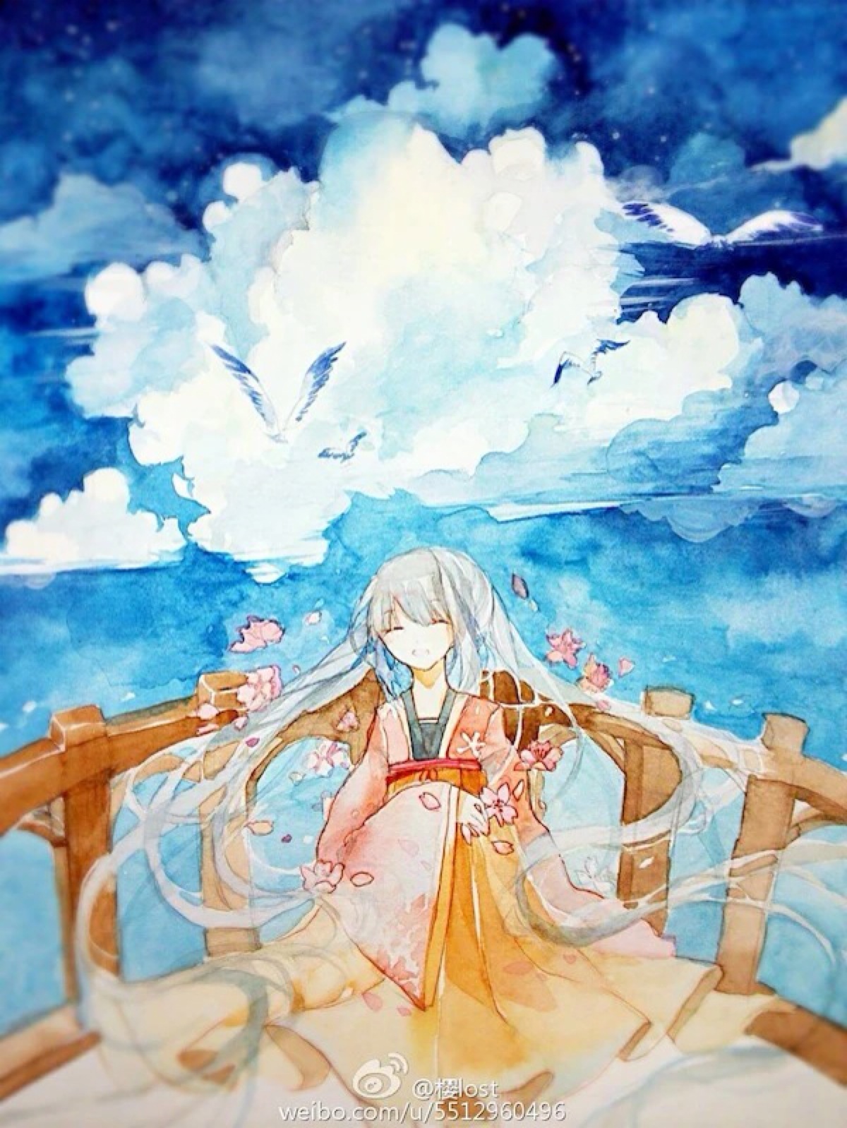 动漫 少女 水彩