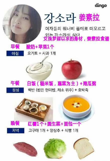 姜素拉·韩国一线女艺人减肥食谱·图片来自网