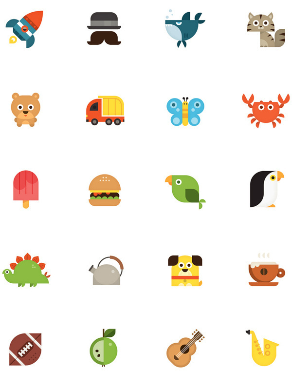 ui设计灵感 ux app创意 扁平化图标 icon图标 卡通 简笔画-动物