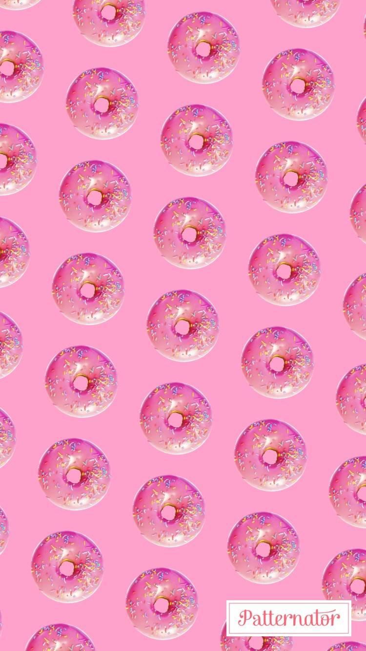 甜甜圈 平铺 壁纸 锁屏 背景图 粉色 可爱 少女