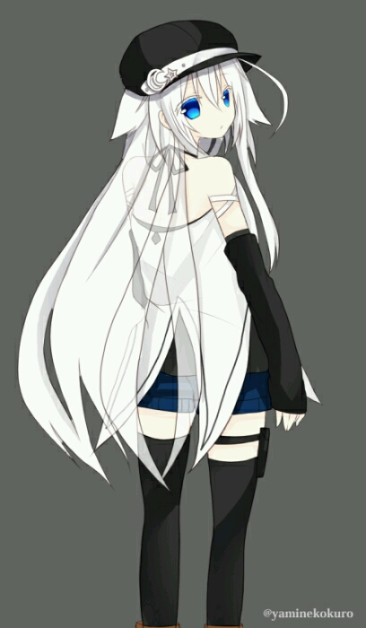 画师暗猫黒 id=56917091 白发 蓝眸 女图 女 长发 p站