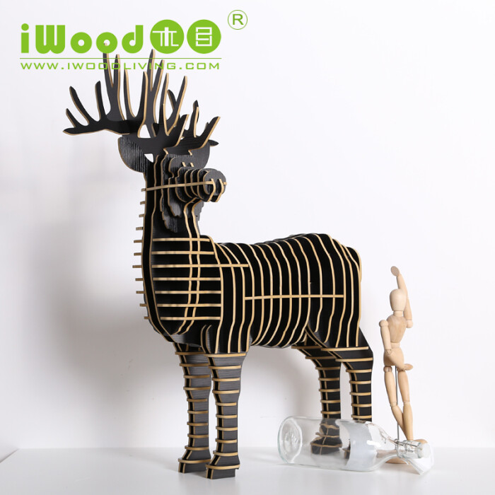iwood木质工艺品创意落地摆件动物造型设计欧式风格 小公鹿装饰品