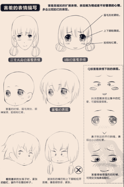 害羞的q版表情