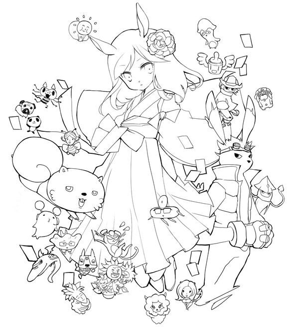 线稿 动漫 二次元 插画 素材