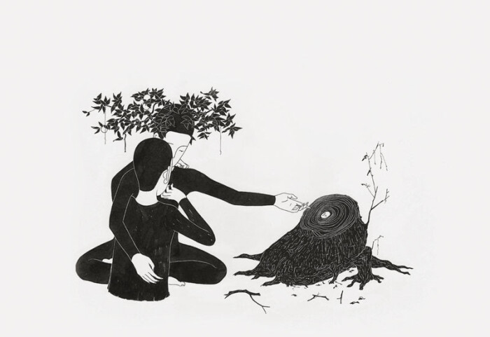 的韩国插画师daehyun kim笔下的黑白故事,每一幅画看似简单却蕴含深意