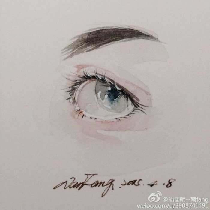 水彩,眼睛
