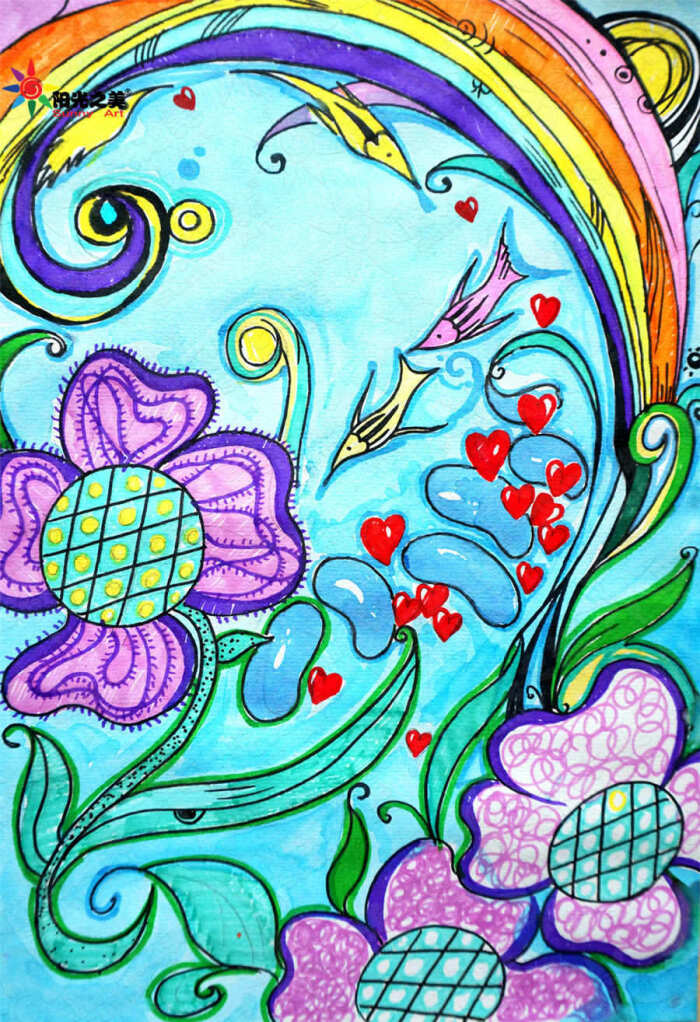 秘密花园 水彩画 儿童美术创意绘画 思维美术