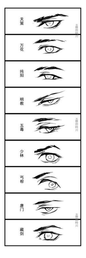【绘画教程】剑三里人物的眼睛.手绘.黑白.眼睛.古风.男生.教程.