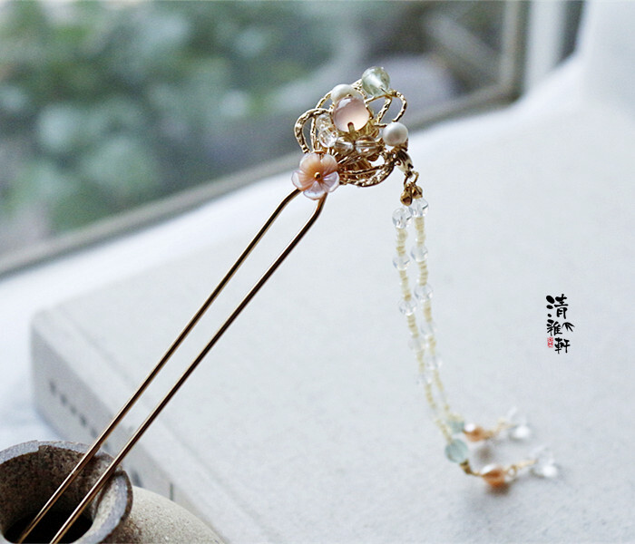 定制【清平乐】手工发簪古代古典头饰流苏步摇汉服旗袍配饰盘发饰品