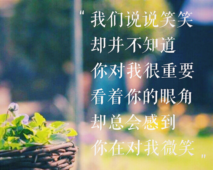 说说笑笑却并不知道你对我很重要看着你的眼角却总会感到你在对我微笑