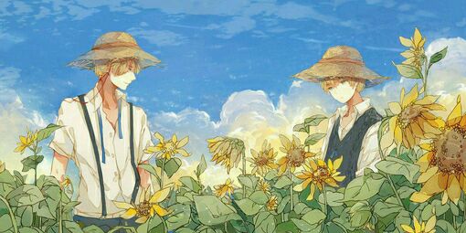 风景意境插画壁纸向日葵°