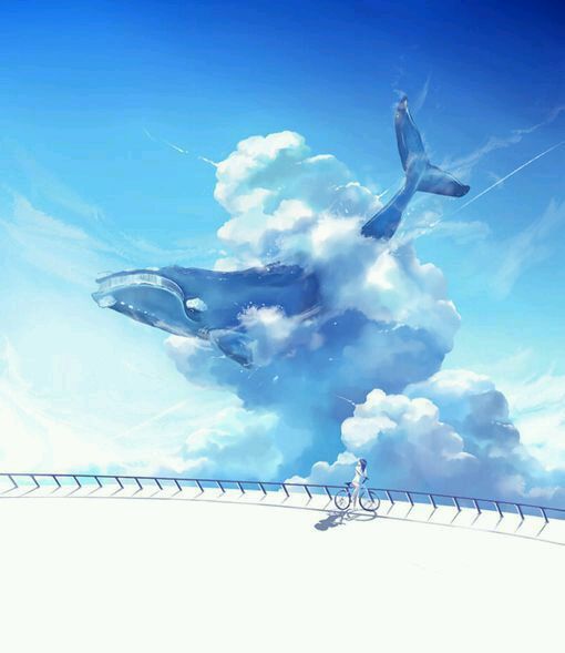风景意境插画壁纸天空鲸鱼
