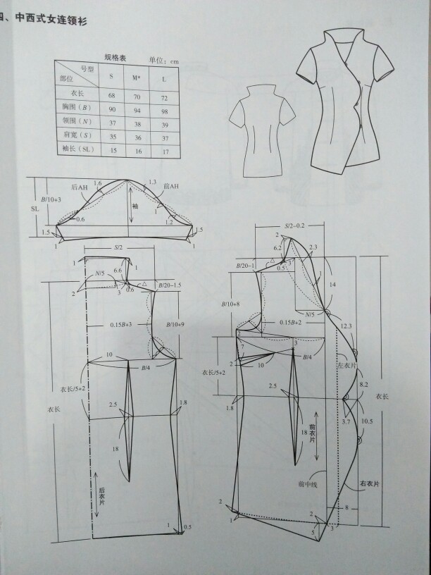 服装打版女上衣 中西式女连领衫