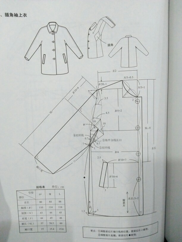 服装打版女上衣 插角袖上衣