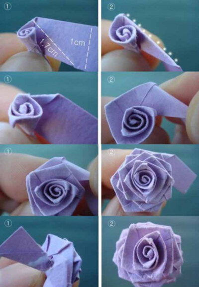 儿童手工简单折纸玫瑰花的折法图解教程 - www.uzones.