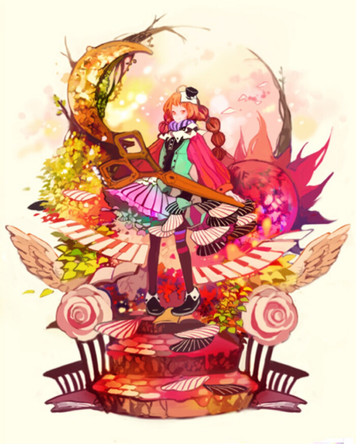 24phage 手绘 色彩 插画 人物 背景 壁纸 少女与梦境